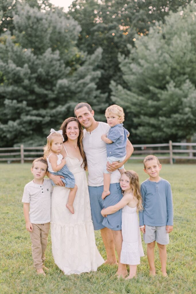 Coordinated family portrait demonstrating one approach to how to prepare for a photoshoot with young children in Raleigh NC.